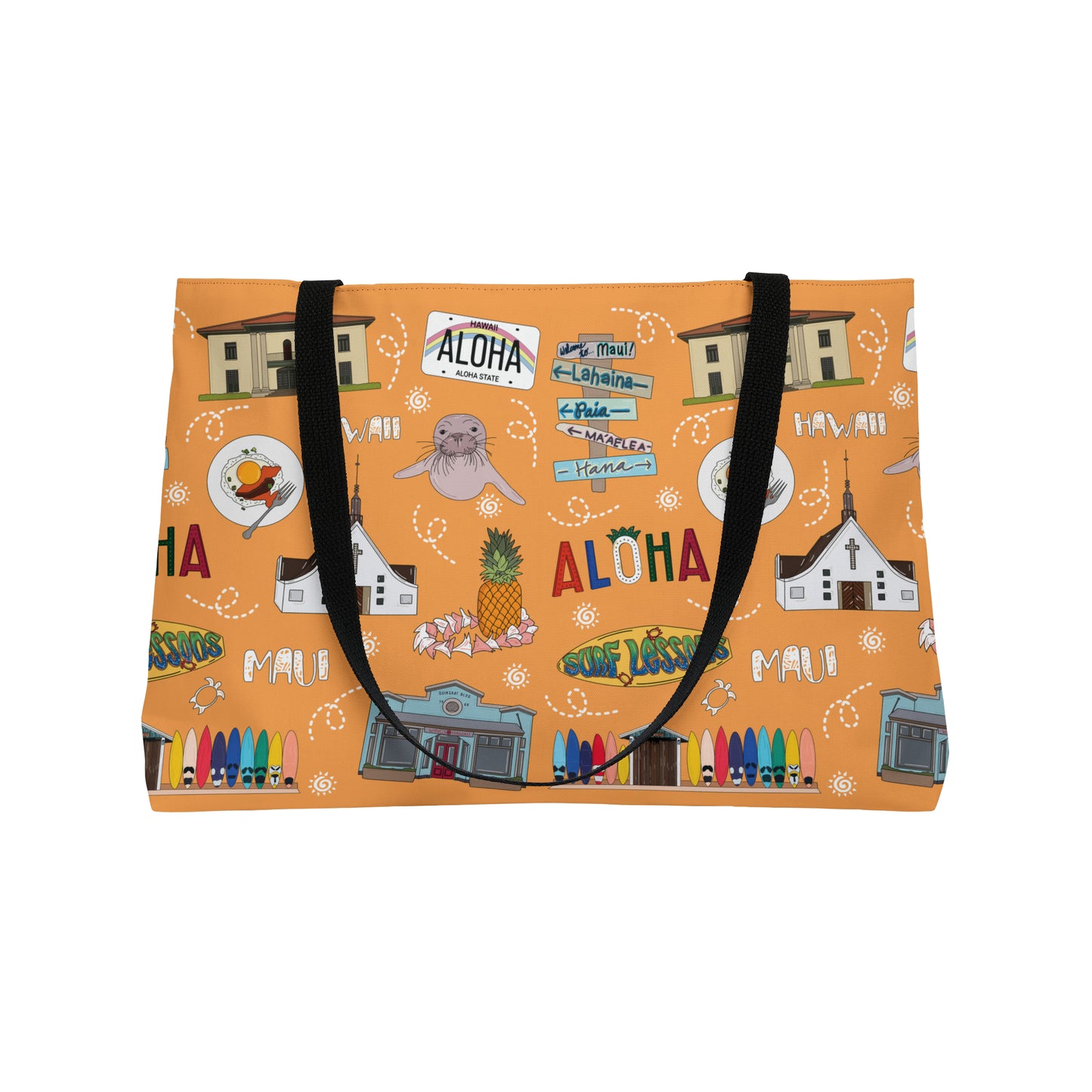 Tote Bag with Maui, HI in orange