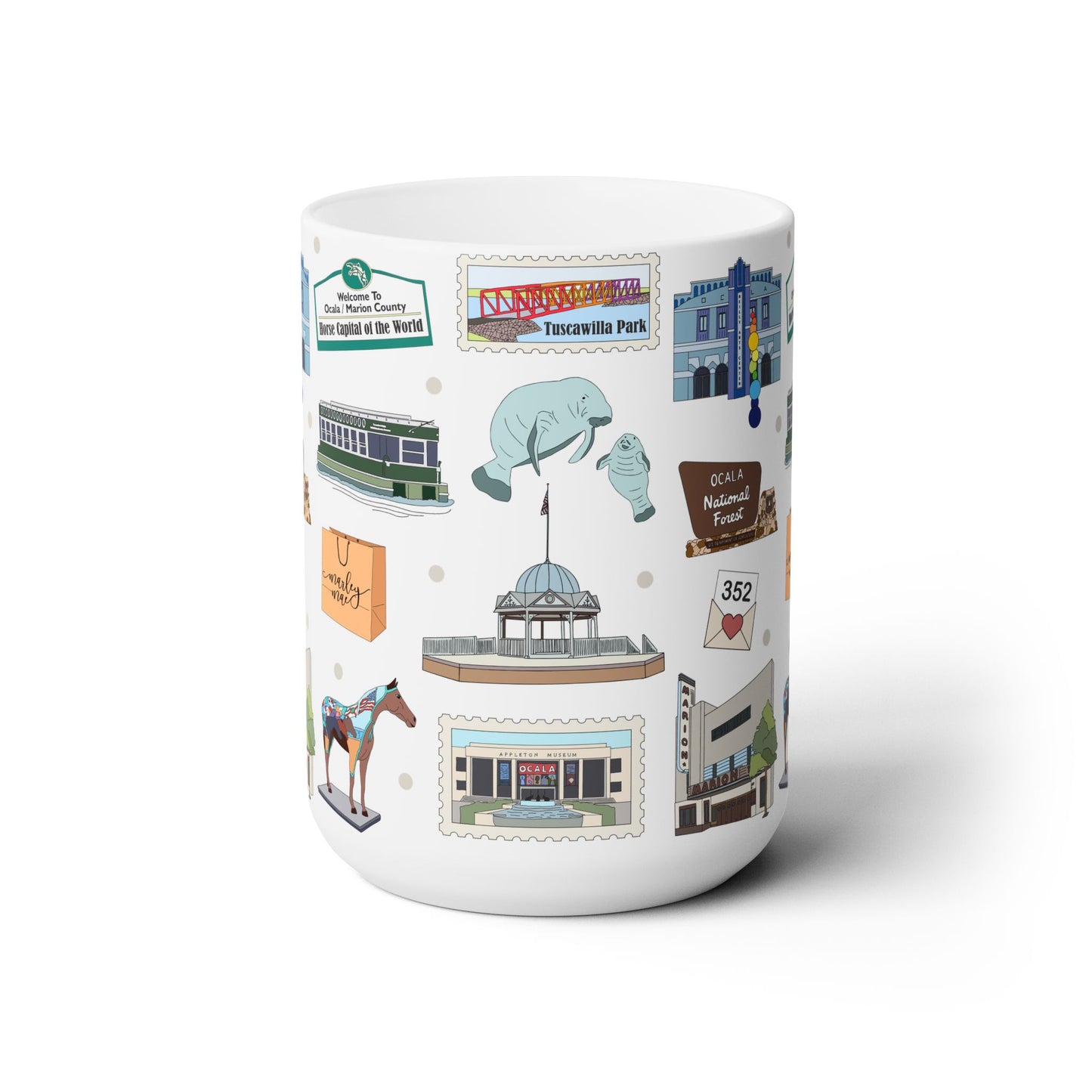 Ceramic Mug 15oz with Ocala, Florida FL in white