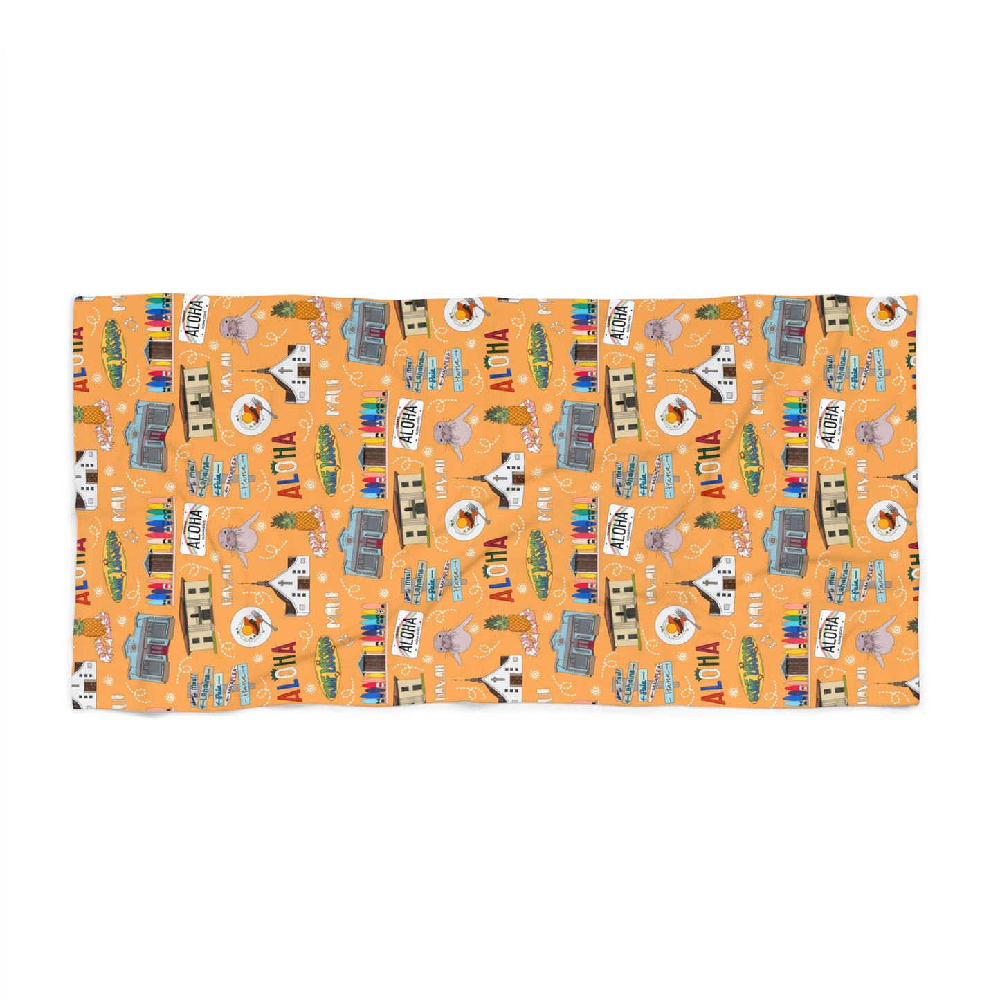 Beach Towel with Maui, HI in orange