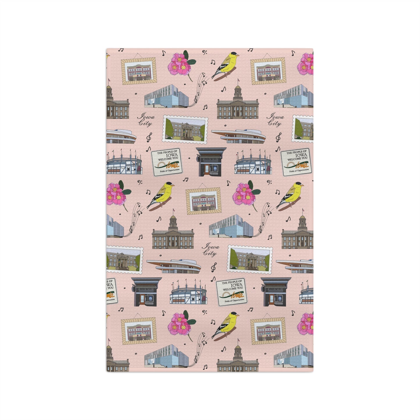 Kitchen Towel with Iowa City, Iowa IA in blush