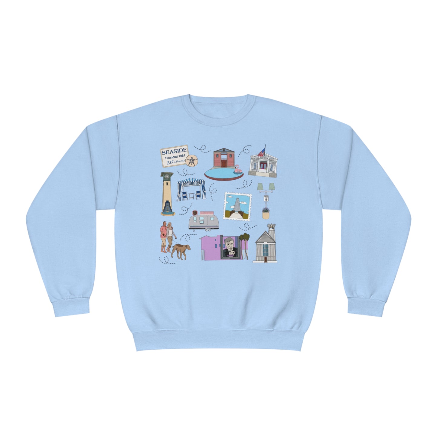 Unisex NuBlend® Crewneck Sweatshirt with Seaside, FL in assorted colors