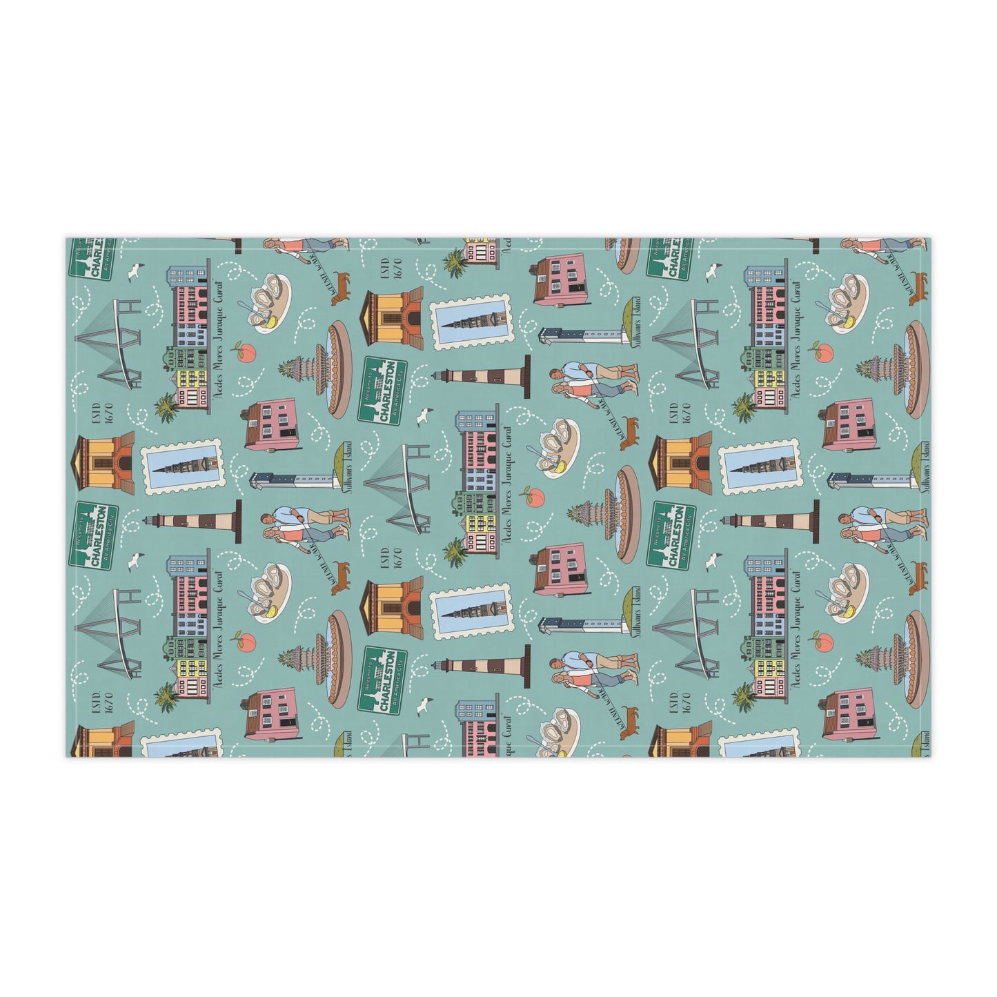 Kitchen Towel with Charleston, SC in sage