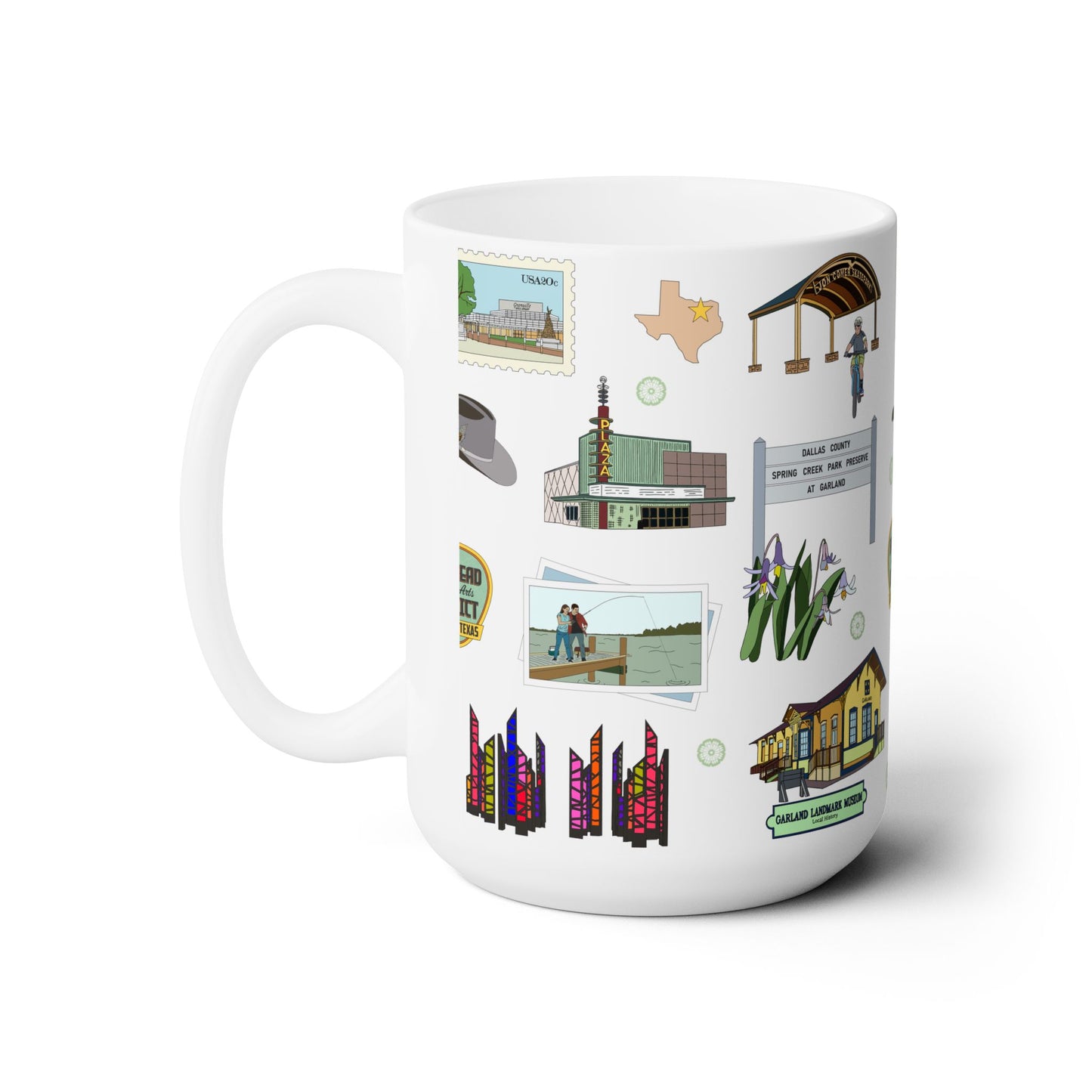 Ceramic Mug 15oz with Garland, Texas TX in white
