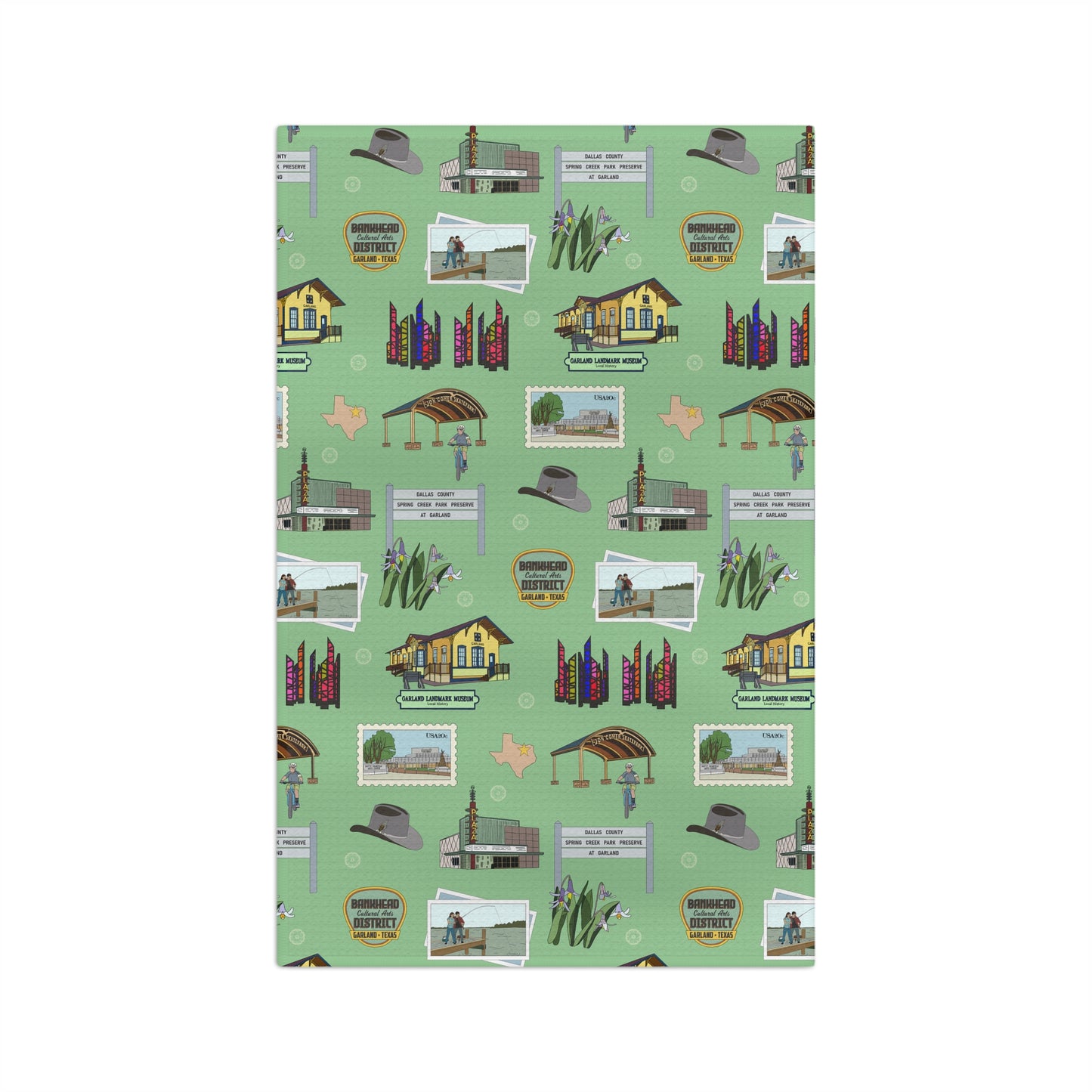 Kitchen Towel with Garland, Texas TX in lime