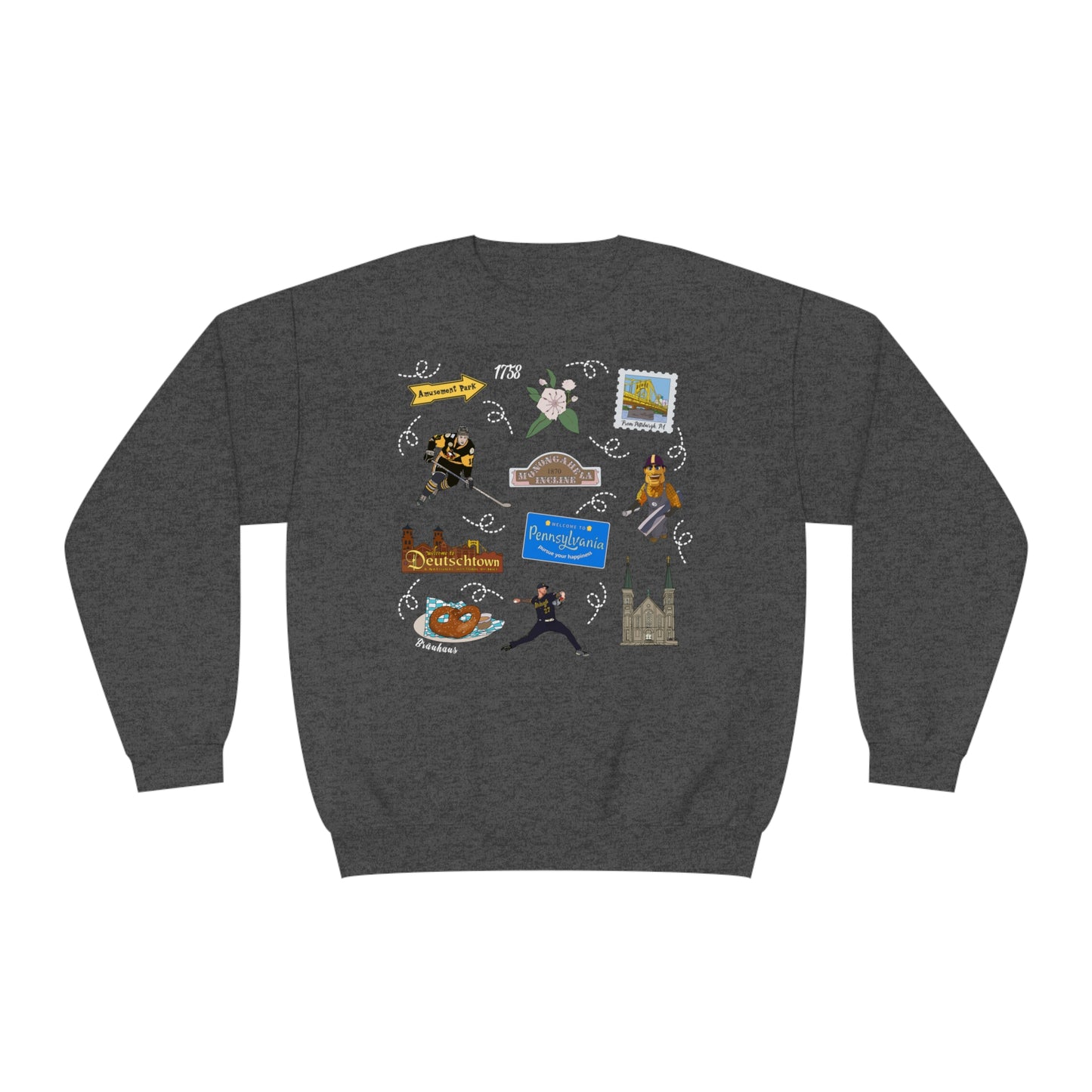 Unisex NuBlend® Crewneck Sweatshirt with Pittsburgh, PA in assorted colors