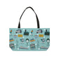 Tote Bag with New Jersey in light teal