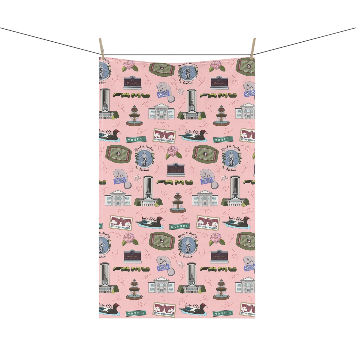 Kitchen Towel with Tallahassee, FL in pink