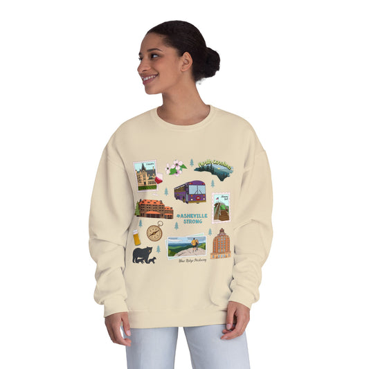 Unisex NuBlend® Crewneck Sweatshirt with Asheville, North Carolina NC in assorted colors