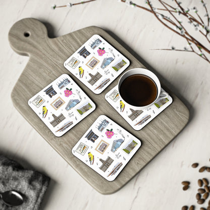 Set of 4 Ceramic Mug Coasters with Iowa City, Iowa IA