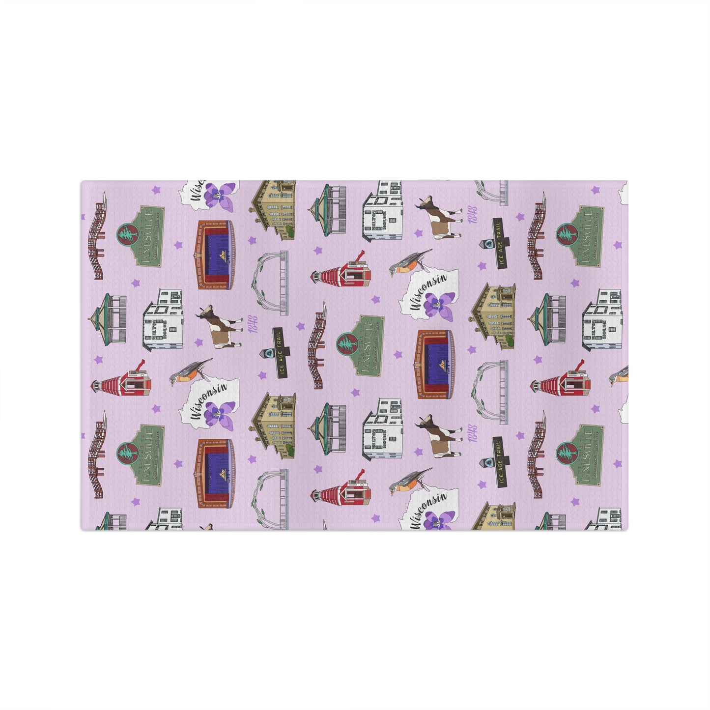 Kitchen Towel with Janesville, Wisconsin WI in lilac
