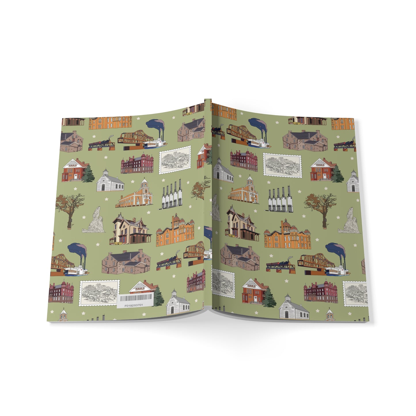 Paperback notebook with South St. Paul, Mendota, Hastings, Hampton, Inver Grove Heights near the Minneapolis Minnesota MN landmarks in olive 150 lined pages