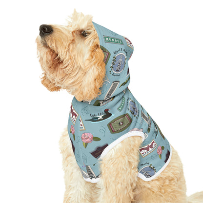 Pet Hoodie with Tallahassee Florida landmarks in blue