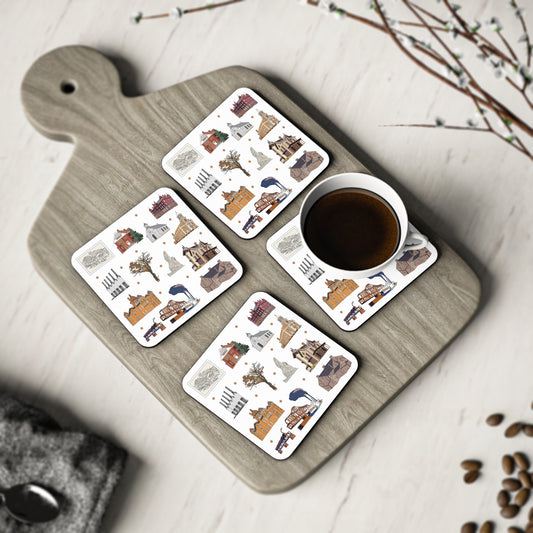Set of 4 Ceramic Mug Coasters with South St. Paul, Mendota, Hastings, Hampton, Inver Grove Heights near the Minneapolis Minnesota MN