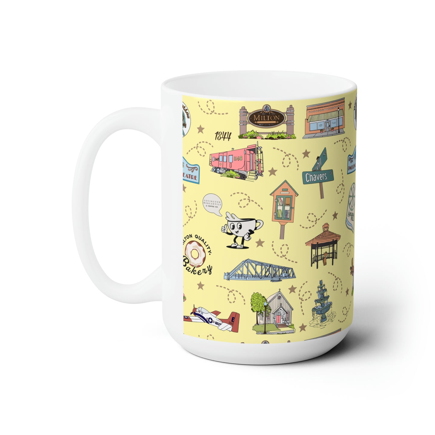 Ceramic Large Mug 15oz with Milton, FL in soft yellow