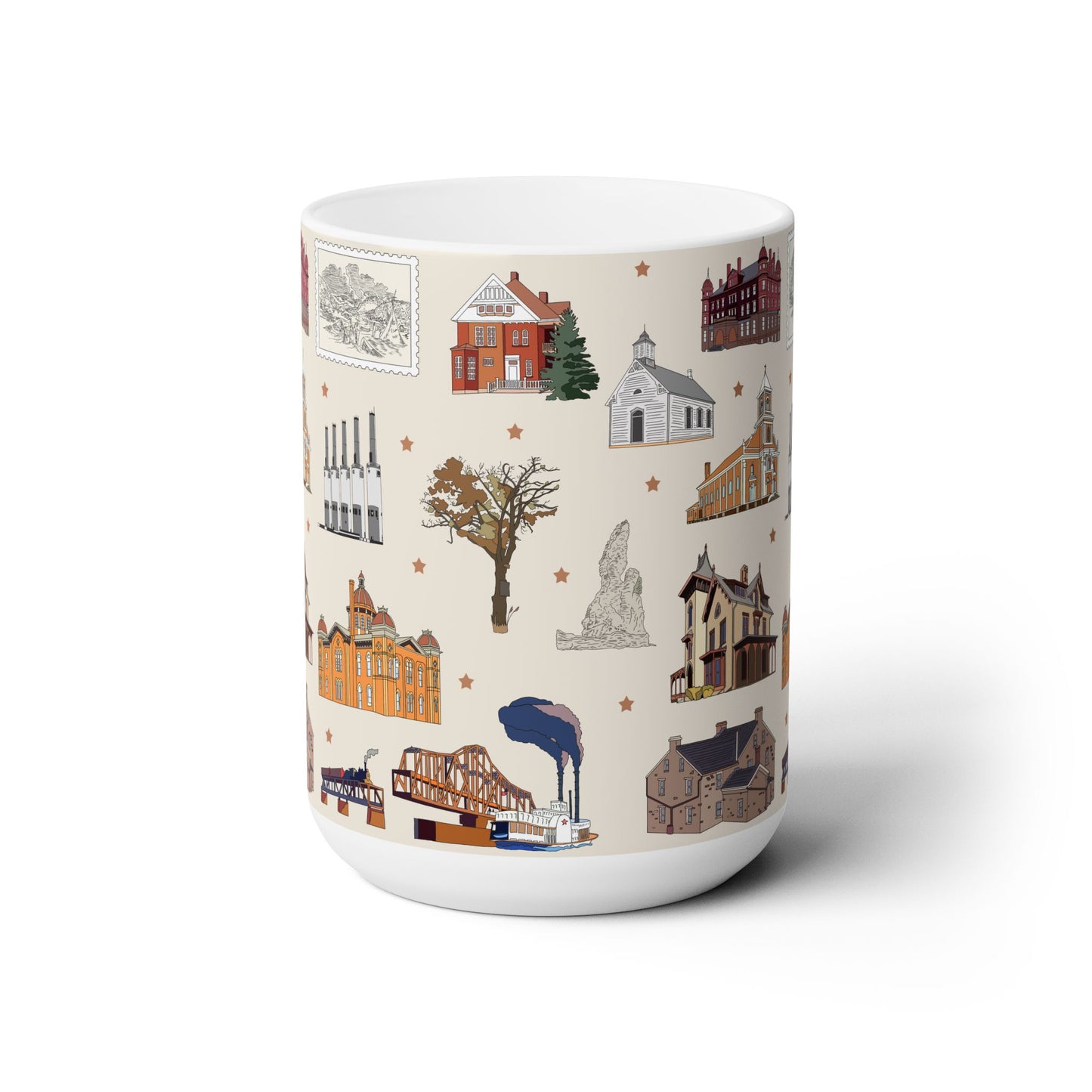 Ceramic Mug 15oz with South St. Paul, Mendota, Hastings, Hampton, Inver Grove Heights near the Minneapolis Minnesota MN in beige