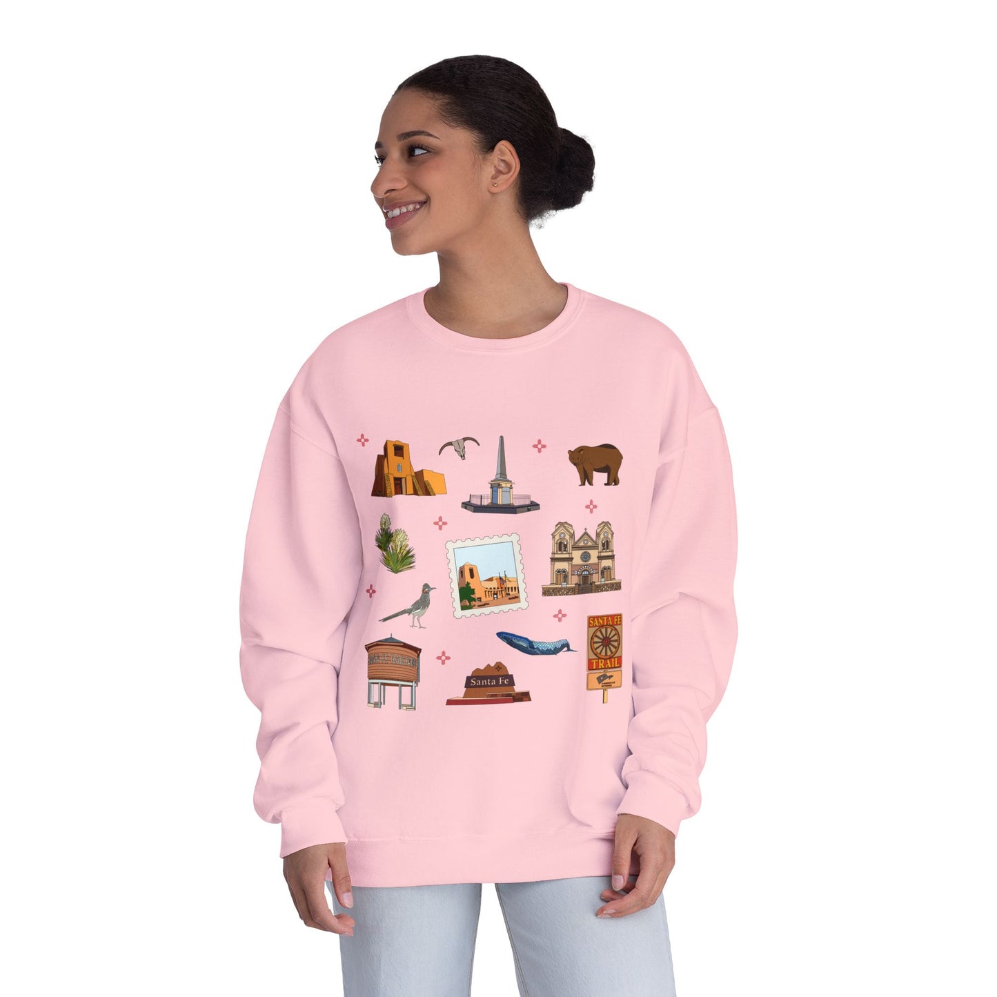 Unisex NuBlend® Crewneck Sweatshirt with Santa Fe, New Mexico NM in assorted colors