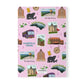Paperback notebook with Asheville, North Carolina NC landmarks in pink 150 lined pages