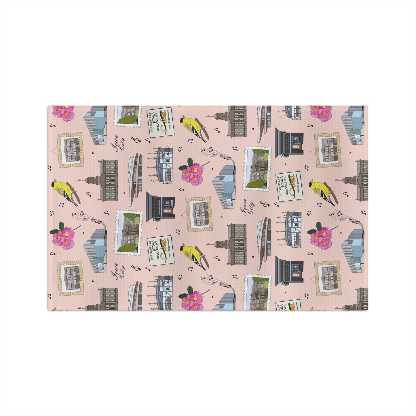 Kitchen Towel with Iowa City, Iowa IA in blush