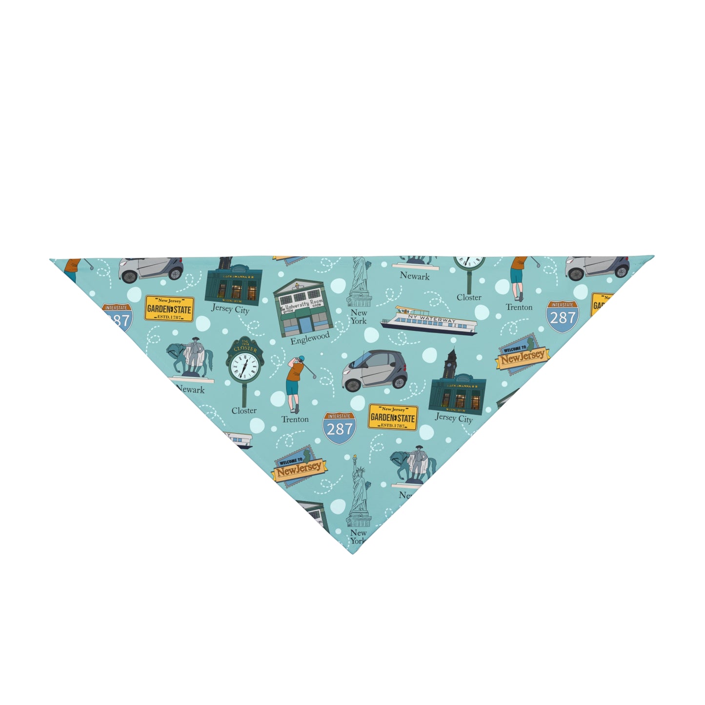 Pet Bandana with New Jersey in light teal