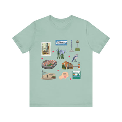 Unisex Jersey Short Sleeve Tee with Knoxville, Tennessee TN landmarks print
