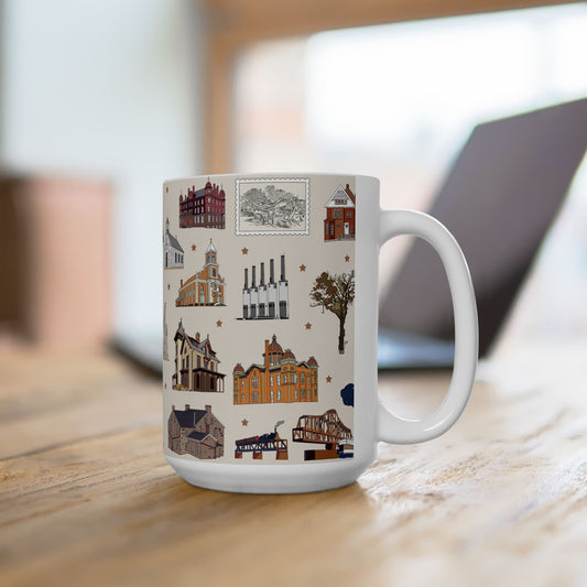 Ceramic Mug 15oz with South St. Paul, Mendota, Hastings, Hampton, Inver Grove Heights near the Minneapolis Minnesota MN in beige