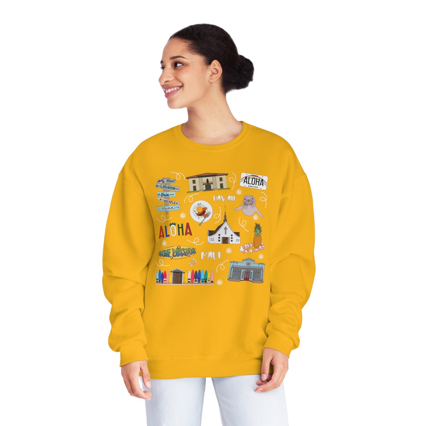 Unisex NuBlend® Crewneck Sweatshirt with Maui, HI in assorted colors