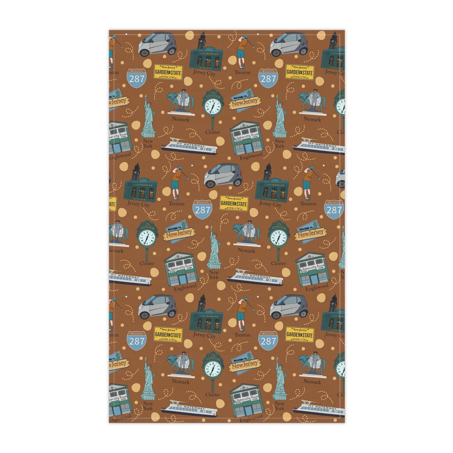 Kitchen Towel with New Jersey in brown