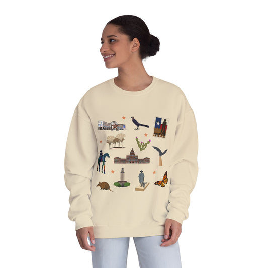 Unisex NuBlend® Crewneck Sweatshirt with Austin, Texas TX in assorted colors