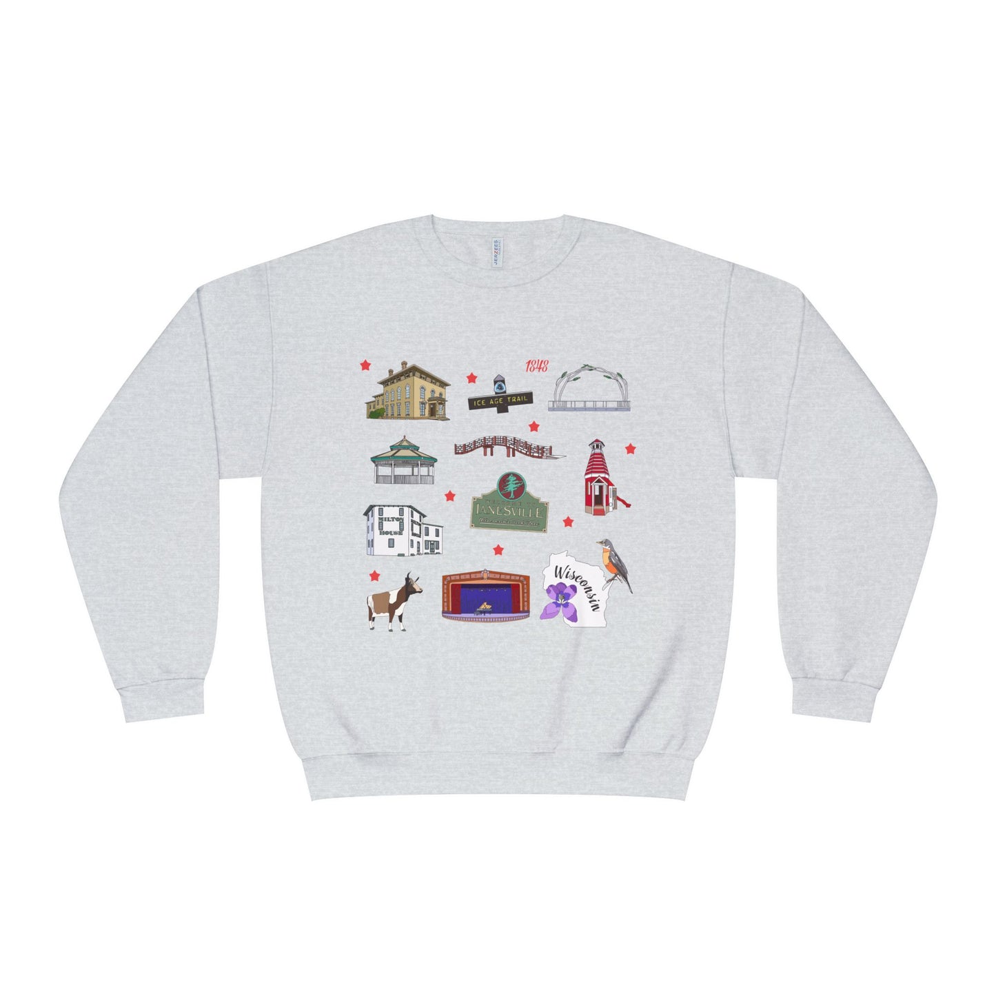 Unisex NuBlend® Crewneck Sweatshirt with Janesville, Wisconsin WI in assorted colors