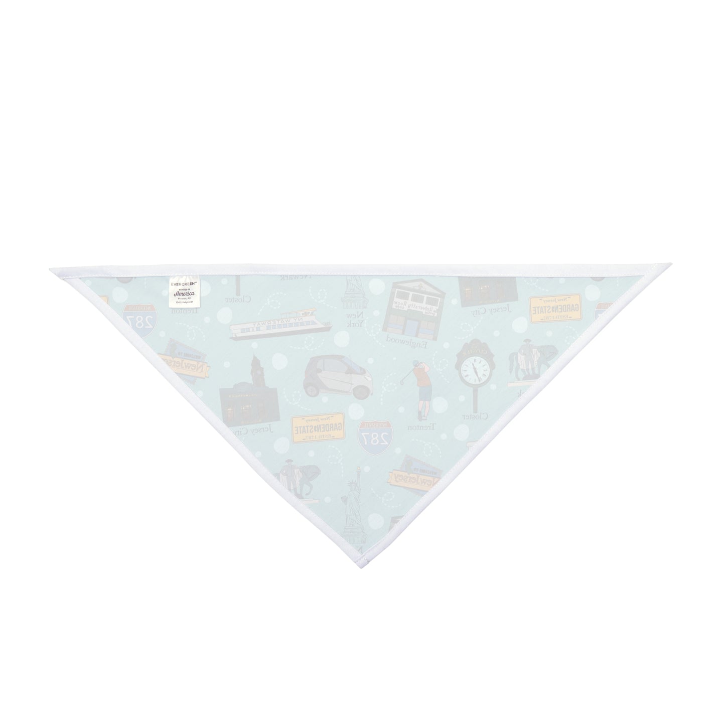 Pet Bandana with New Jersey in light teal