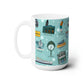 Ceramic Mug 15oz with New Jersey in light teal