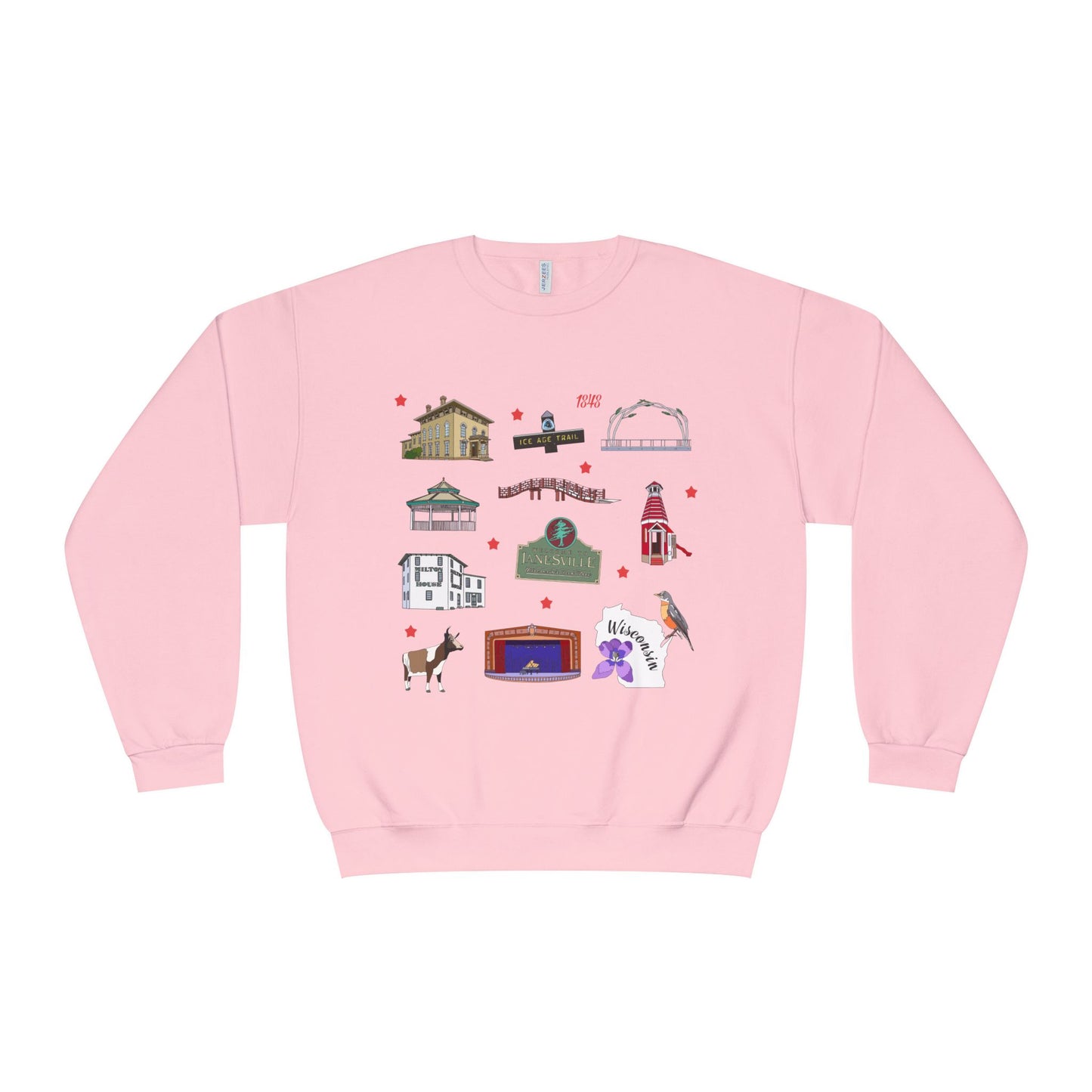 Unisex NuBlend® Crewneck Sweatshirt with Janesville, Wisconsin WI in assorted colors