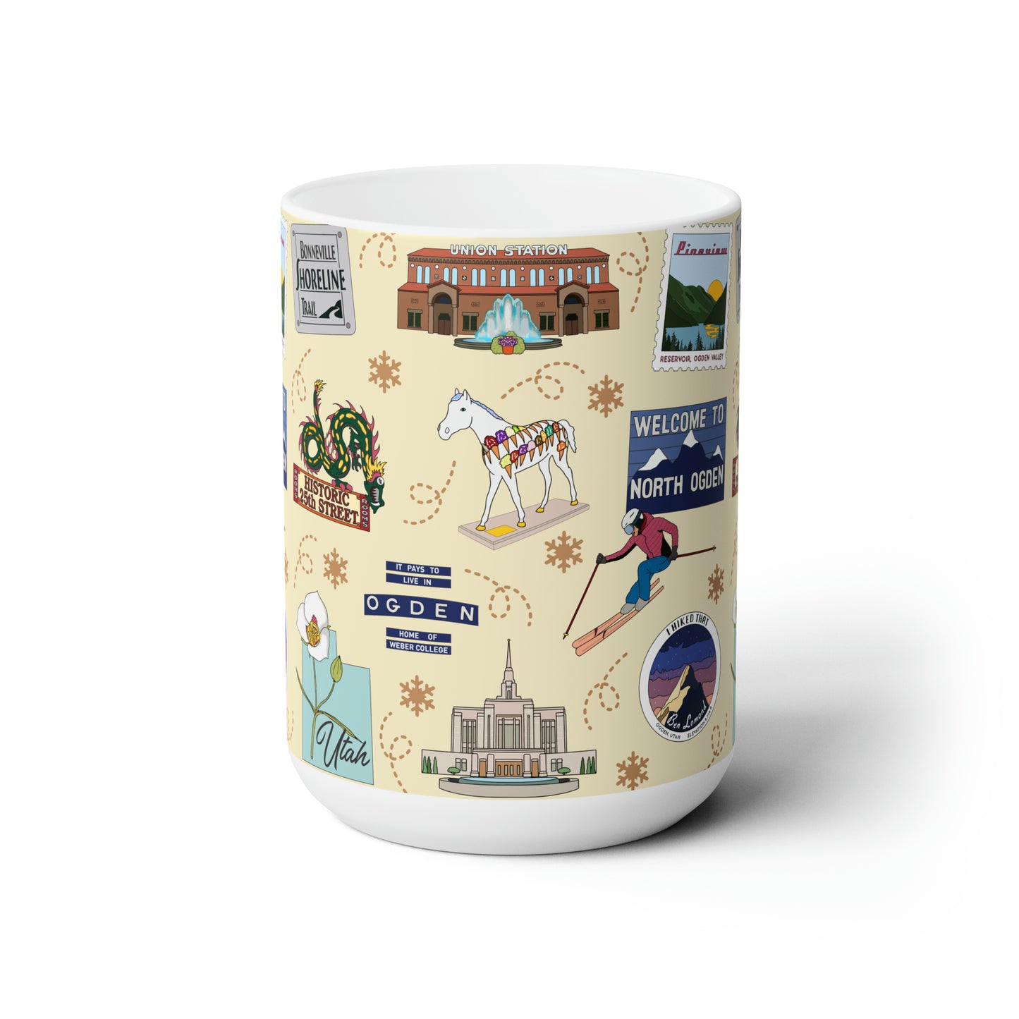 Ceramic Mug 15oz with Ogden, UT in cream