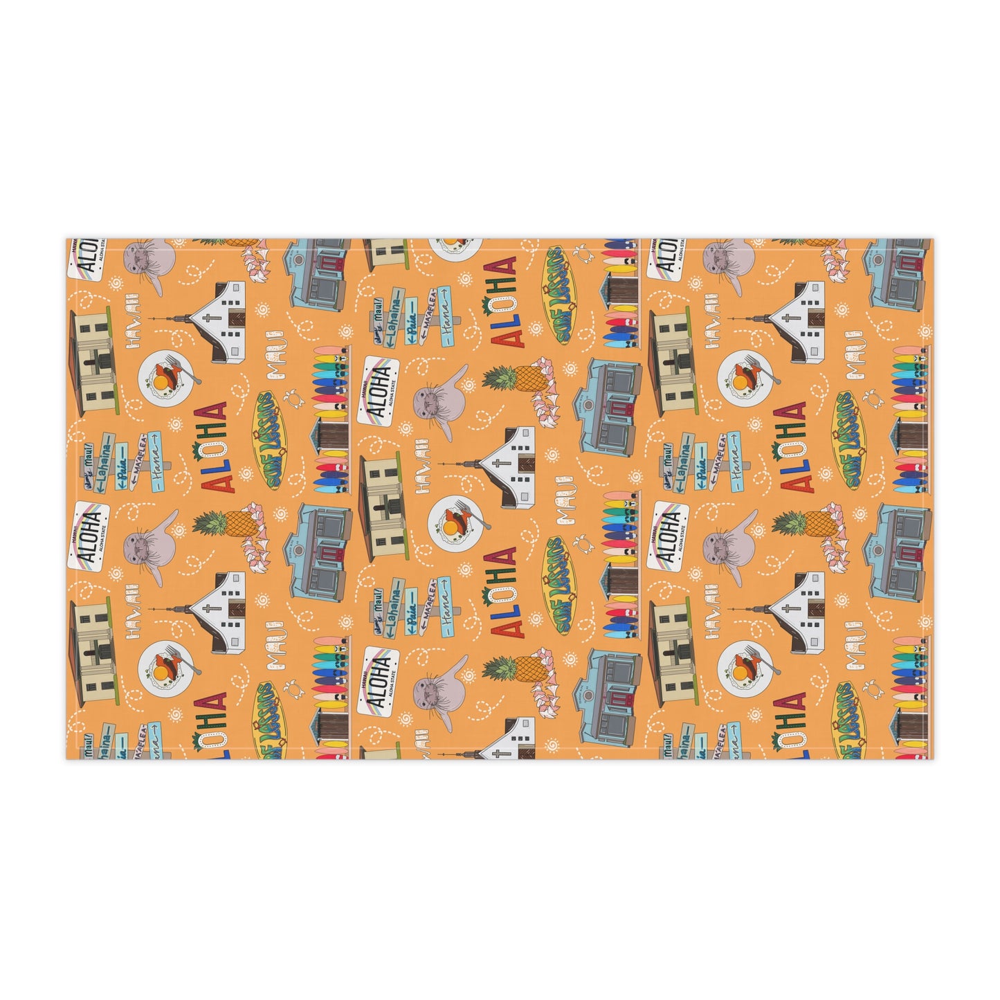 Kitchen Towel with Maui, HI in orange