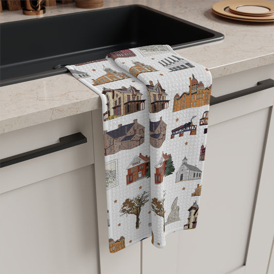 Kitchen Towel with South St. Paul, Mendota, Hastings, Hampton, Inver Grove Heights near the Minneapolis Minnesota MN in white