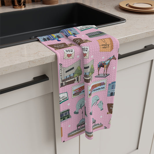 Kitchen Towel with Ocala, Florida FL in pink
