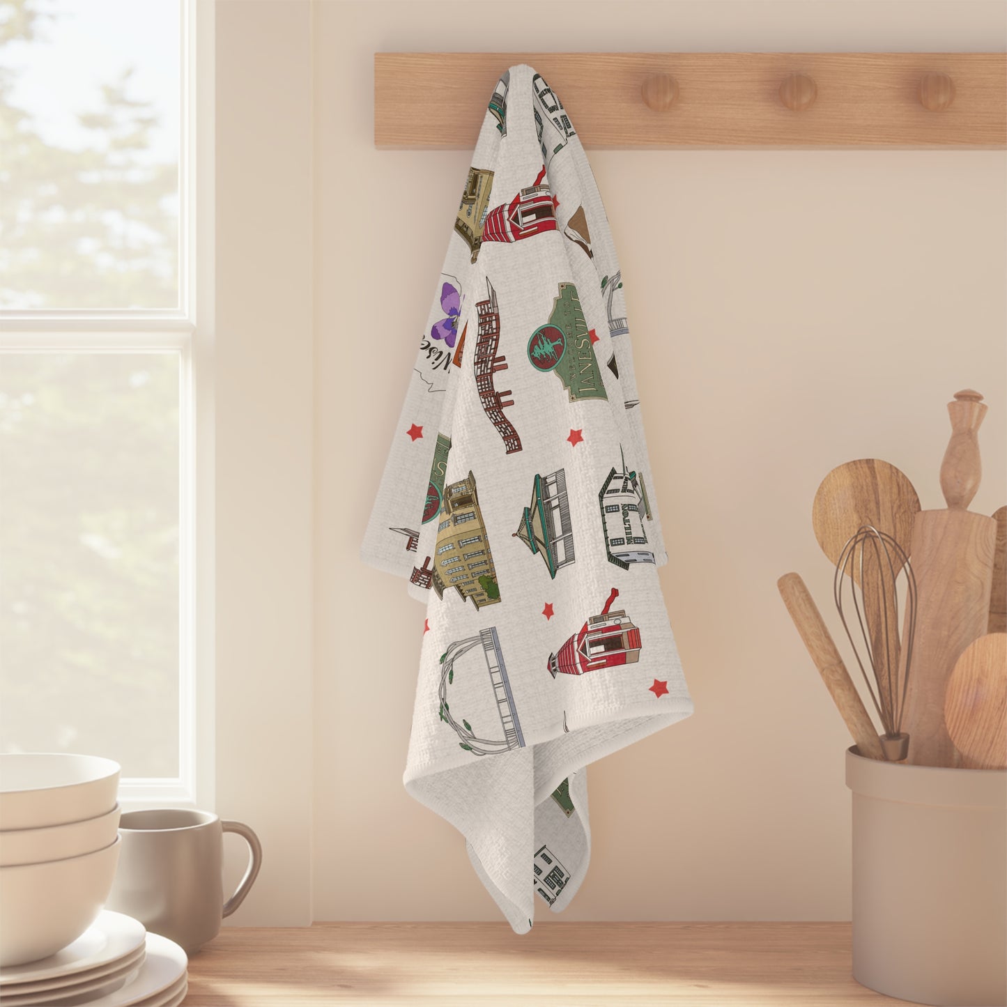 Kitchen Towel with Janesville, Wisconsin WI in white