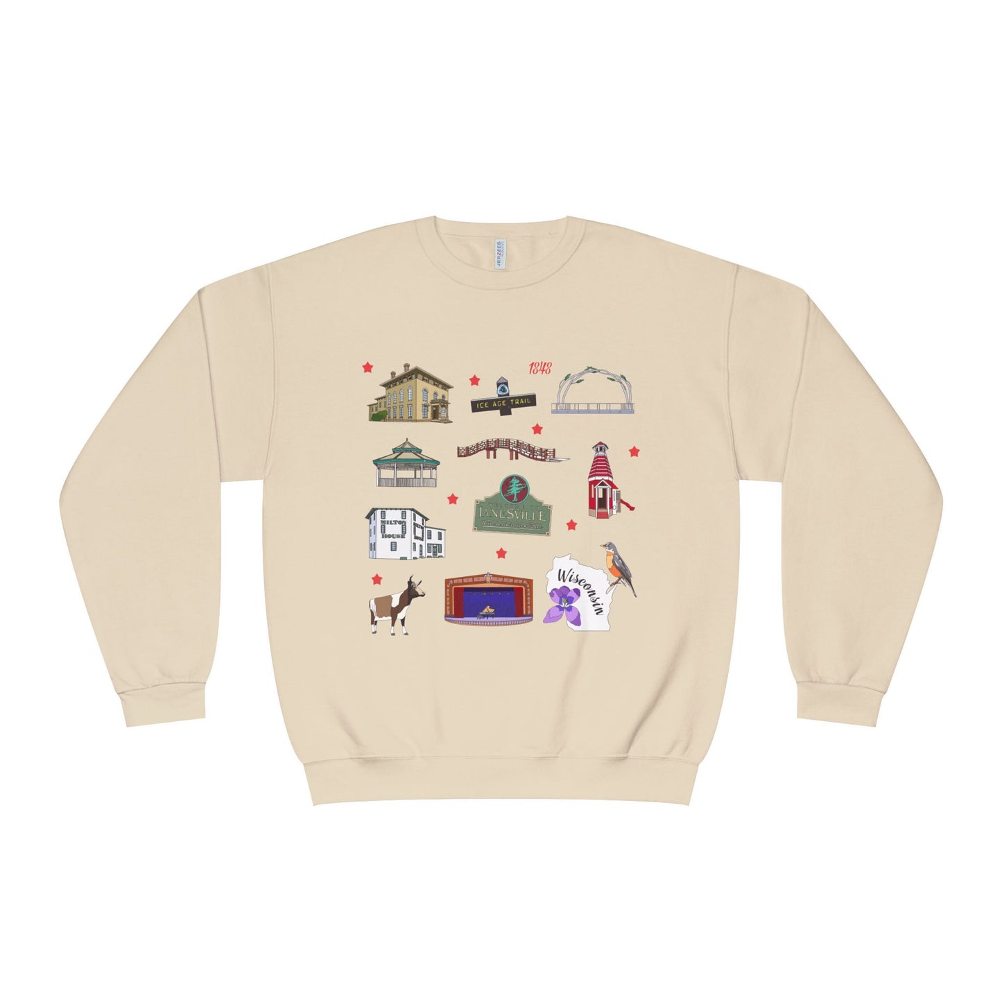 Unisex NuBlend® Crewneck Sweatshirt with Janesville, Wisconsin WI in assorted colors