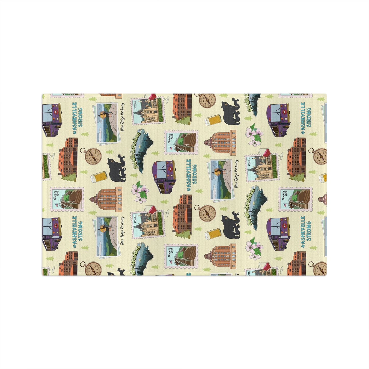 Kitchen Towel with Asheville, North Carolina NC in light yellow