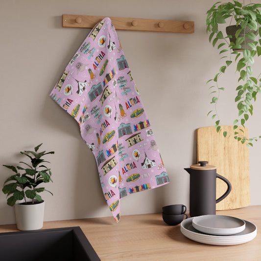 Kitchen Towel with Maui, HI in pink