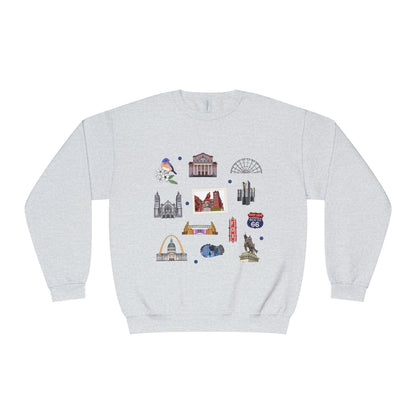 Unisex NuBlend® Crewneck Sweatshirt with St. Louis, Missouri MO in assorted colors