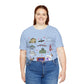 Unisex Jersey Short Sleeve Tee with Janesville, Wisconsin WI landmarks print