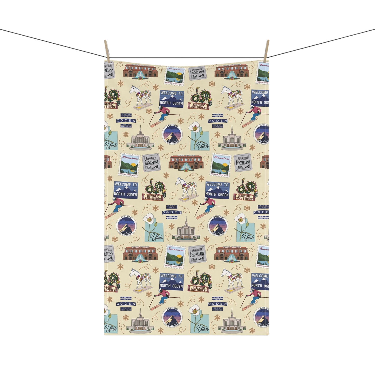 Kitchen Towel with Ogden, UT in cream