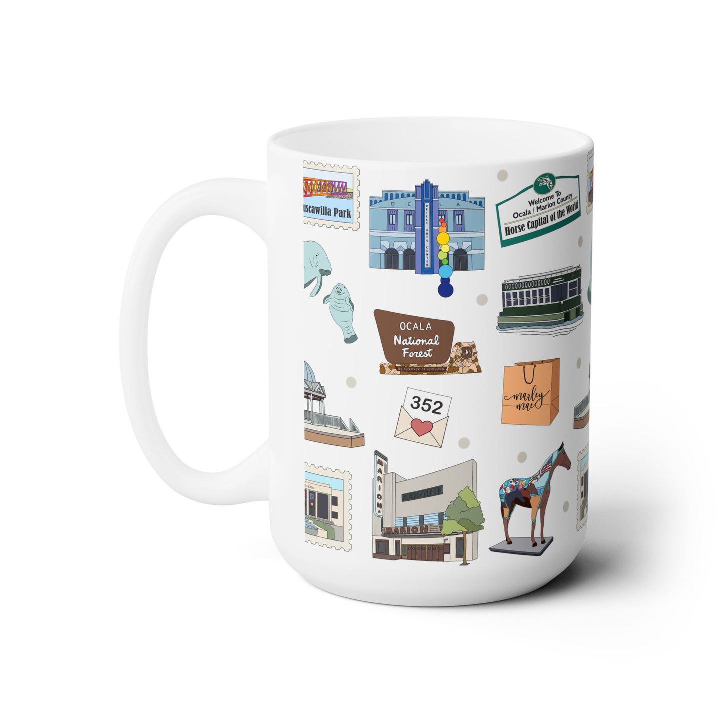 Ceramic Mug 15oz with Ocala, Florida FL in white