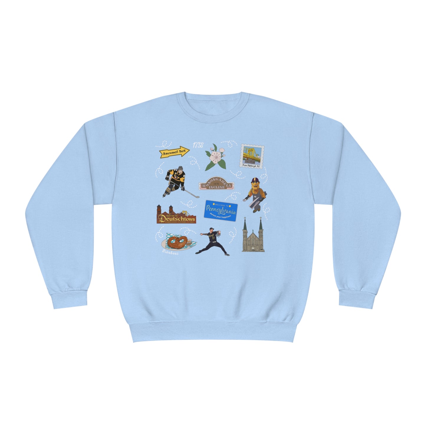 Unisex NuBlend® Crewneck Sweatshirt with Pittsburgh, PA in assorted colors