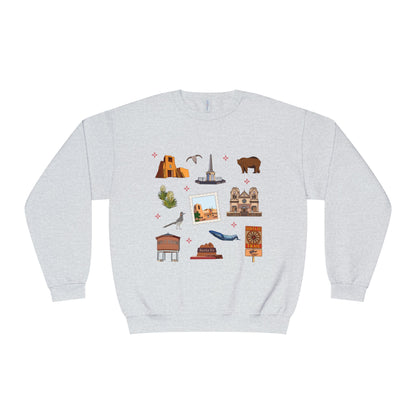 Unisex NuBlend® Crewneck Sweatshirt with Santa Fe, New Mexico NM in assorted colors