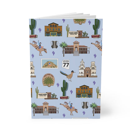 Paperback notebook with Tucson, Arizona AZ landmarks in blue 150 lined pages