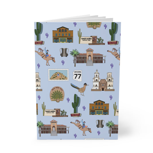 Paperback notebook with Tucson, Arizona AZ landmarks in blue 150 lined pages