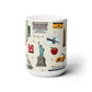 Ceramic Mug 15oz with New York City, Manhattan, Brooklyn NY in ivory