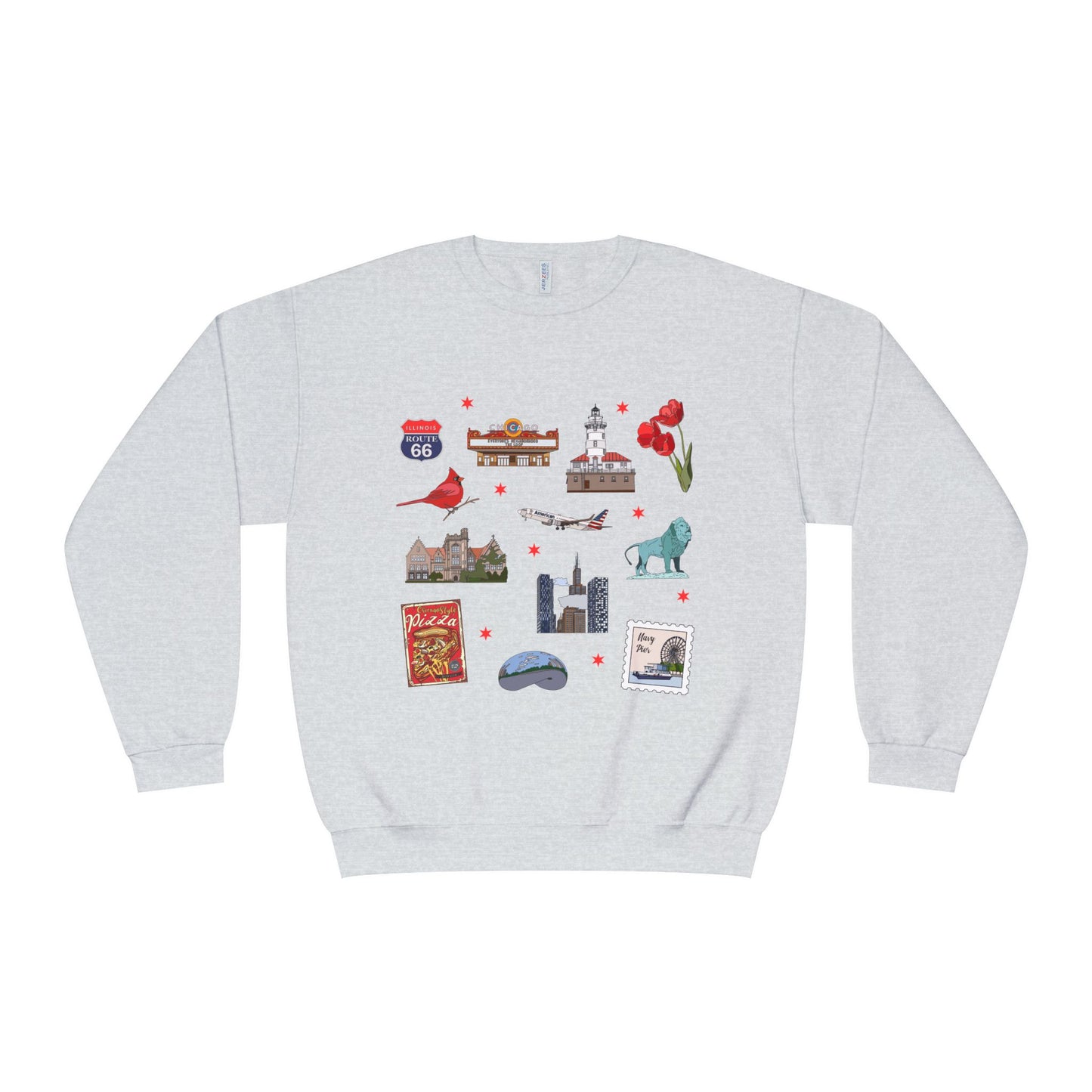 Unisex NuBlend® Crewneck Sweatshirt with Chicago, Illinois IL in assorted colors